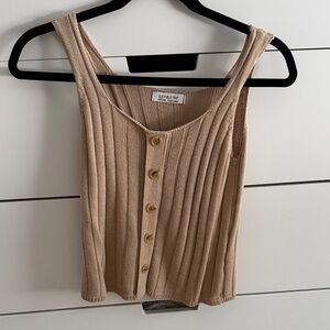 Tan Ribbed Women's Tank Top
